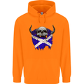 Scotland Flag Skull Scottish Biker Gothic Childrens Kids Hoodie Orange