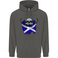 Scotland Flag Skull Scottish Biker Gothic Childrens Kids Hoodie Storm Grey