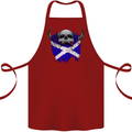 Scotland Flag Skull Scottish Biker Gothic Cotton Apron 100% Organic Maroon