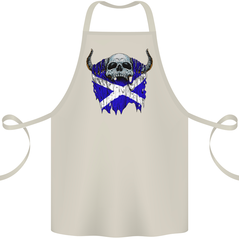 Scotland Flag Skull Scottish Biker Gothic Cotton Apron 100% Organic Natural