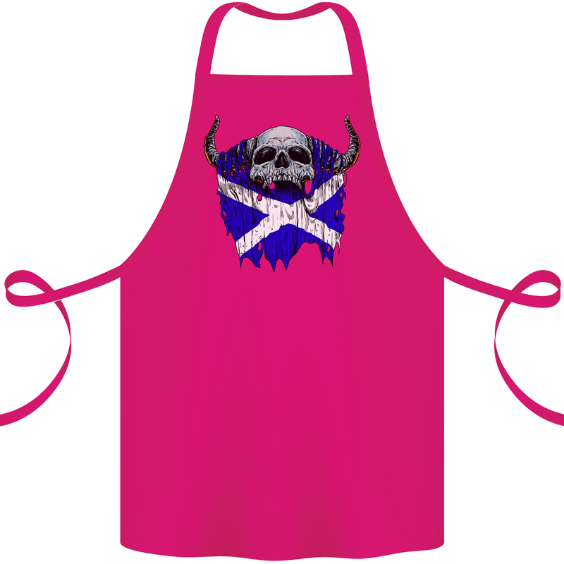 Scotland Flag Skull Scottish Biker Gothic Cotton Apron 100% Organic Pink