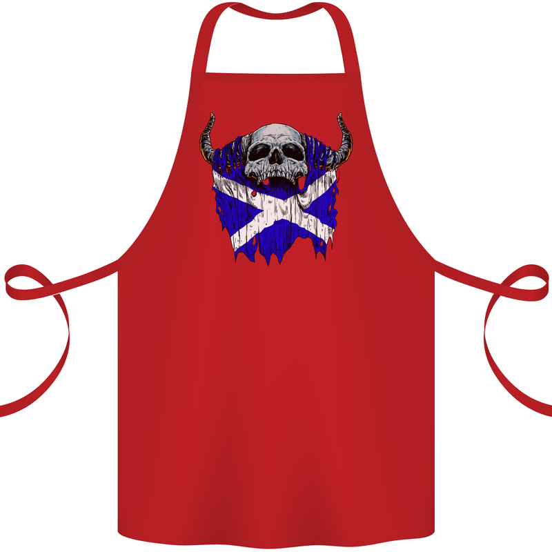 Scotland Flag Skull Scottish Biker Gothic Cotton Apron 100% Organic Red