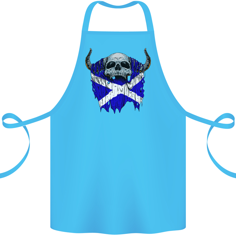 Scotland Flag Skull Scottish Biker Gothic Cotton Apron 100% Organic Turquoise