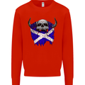 Scotland Flag Skull Scottish Biker Gothic Kids Sweatshirt Jumper Bright Red