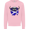 Scotland Flag Skull Scottish Biker Gothic Kids Sweatshirt Jumper Light Pink