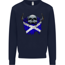 Scotland Flag Skull Scottish Biker Gothic Kids Sweatshirt Jumper Navy Blue