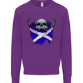 Scotland Flag Skull Scottish Biker Gothic Kids Sweatshirt Jumper Purple