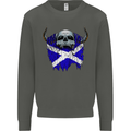 Scotland Flag Skull Scottish Biker Gothic Kids Sweatshirt Jumper Storm Grey