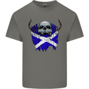 Scotland Flag Skull Scottish Biker Gothic Kids T-Shirt Childrens Charcoal