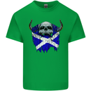 Scotland Flag Skull Scottish Biker Gothic Kids T-Shirt Childrens Irish Green