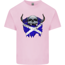 Scotland Flag Skull Scottish Biker Gothic Kids T-Shirt Childrens Light Pink