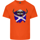 Scotland Flag Skull Scottish Biker Gothic Kids T-Shirt Childrens Orange