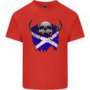 Scotland Flag Skull Scottish Biker Gothic Kids T-Shirt Childrens Red
