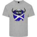 Scotland Flag Skull Scottish Biker Gothic Kids T-Shirt Childrens Sports Grey