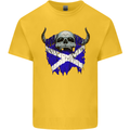 Scotland Flag Skull Scottish Biker Gothic Kids T-Shirt Childrens Yellow