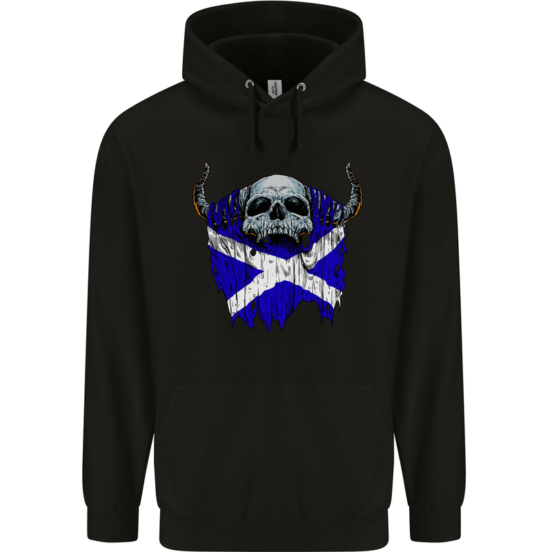 Scotland Flag Skull Scottish Biker Gothic Mens 80% Cotton Hoodie Black