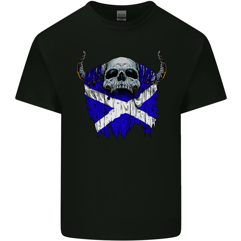 Scotland Flag Skull Scottish Biker Gothic Mens Cotton T-Shirt Tee Top Black