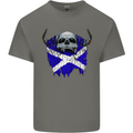 Scotland Flag Skull Scottish Biker Gothic Mens Cotton T-Shirt Tee Top Charcoal
