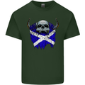 Scotland Flag Skull Scottish Biker Gothic Mens Cotton T-Shirt Tee Top Forest Green