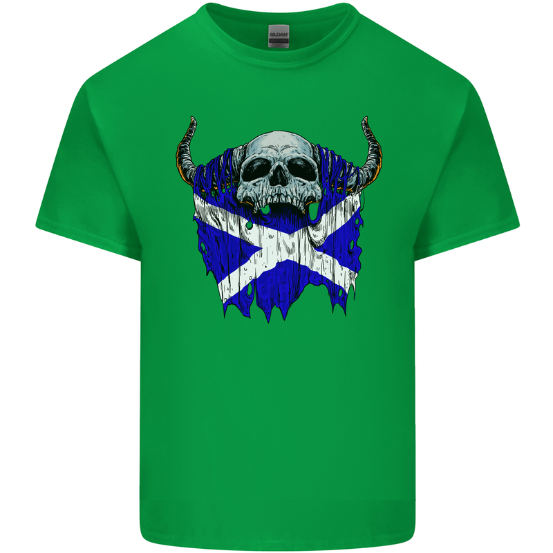 Scotland Flag Skull Scottish Biker Gothic Mens Cotton T-Shirt Tee Top Irish Green