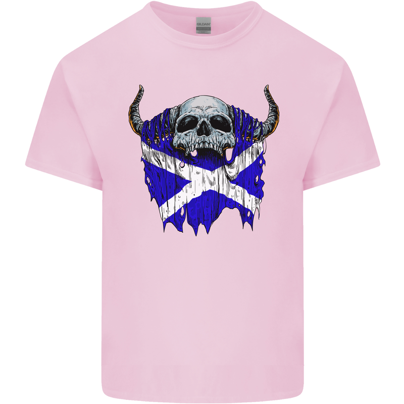 Scotland Flag Skull Scottish Biker Gothic Mens Cotton T-Shirt Tee Top Light Pink