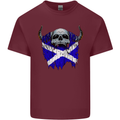 Scotland Flag Skull Scottish Biker Gothic Mens Cotton T-Shirt Tee Top Maroon