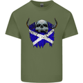Scotland Flag Skull Scottish Biker Gothic Mens Cotton T-Shirt Tee Top Military Green