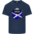 Scotland Flag Skull Scottish Biker Gothic Mens Cotton T-Shirt Tee Top Navy Blue