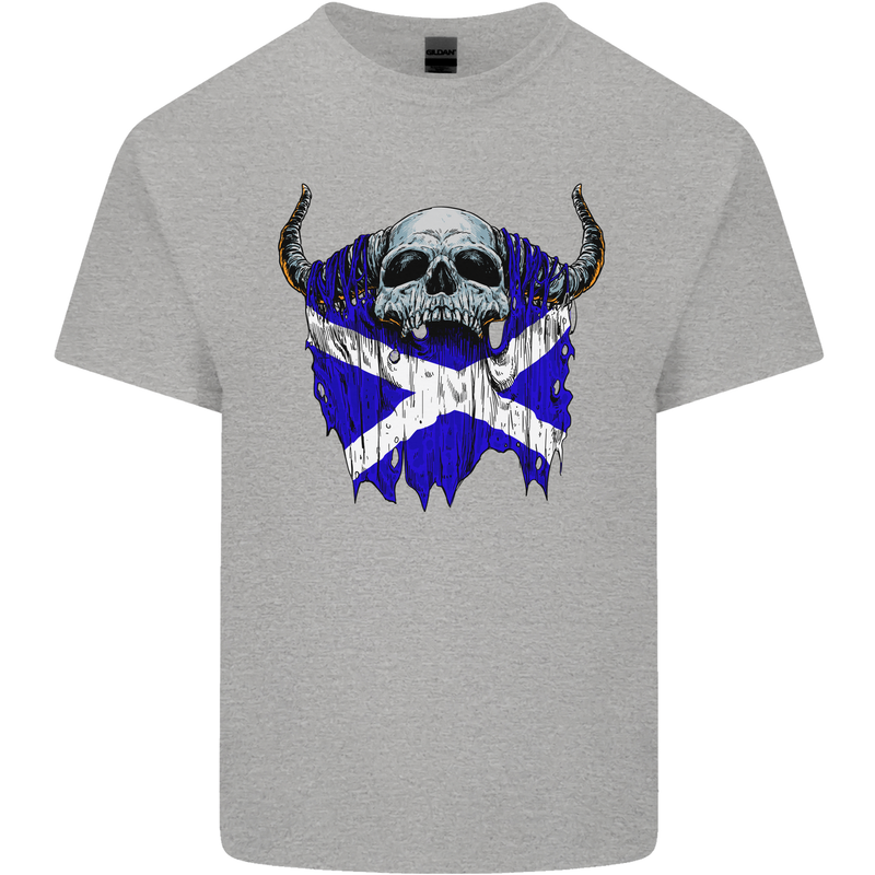Scotland Flag Skull Scottish Biker Gothic Mens Cotton T-Shirt Tee Top Sports Grey