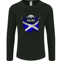 Scotland Flag Skull Scottish Biker Gothic Mens Long Sleeve T-Shirt Black