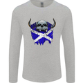 Scotland Flag Skull Scottish Biker Gothic Mens Long Sleeve T-Shirt Sports Grey