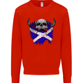 Scotland Flag Skull Scottish Biker Gothic Mens Sweatshirt Jumper Bright Red