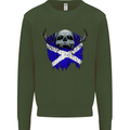 Scotland Flag Skull Scottish Biker Gothic Mens Sweatshirt Jumper Forest Green
