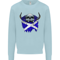 Scotland Flag Skull Scottish Biker Gothic Mens Sweatshirt Jumper Light Blue