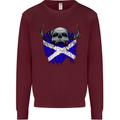 Scotland Flag Skull Scottish Biker Gothic Mens Sweatshirt Jumper Maroon