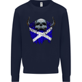 Scotland Flag Skull Scottish Biker Gothic Mens Sweatshirt Jumper Navy Blue