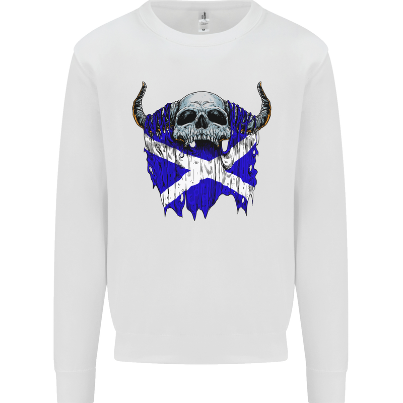 Scotland Flag Skull Scottish Biker Gothic Mens Sweatshirt Jumper White