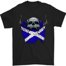 Scotland Flag Skull Scottish Biker Gothic Mens T-Shirt Cotton Gildan Black