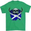 Scotland Flag Skull Scottish Biker Gothic Mens T-Shirt Cotton Gildan Irish Green