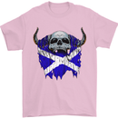 Scotland Flag Skull Scottish Biker Gothic Mens T-Shirt Cotton Gildan Light Pink