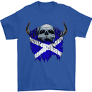 Scotland Flag Skull Scottish Biker Gothic Mens T-Shirt Cotton Gildan Royal Blue