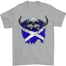Scotland Flag Skull Scottish Biker Gothic Mens T-Shirt Cotton Gildan Sports Grey