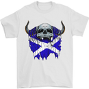 Scotland Flag Skull Scottish Biker Gothic Mens T-Shirt Cotton Gildan White