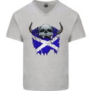 Scotland Flag Skull Scottish Biker Gothic Mens V-Neck Cotton T-Shirt Sports Grey