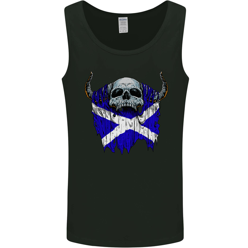 Scotland Flag Skull Scottish Biker Gothic Mens Vest Tank Top Black
