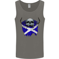 Scotland Flag Skull Scottish Biker Gothic Mens Vest Tank Top Charcoal