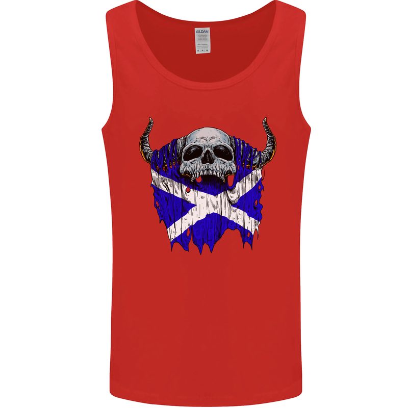 Scotland Flag Skull Scottish Biker Gothic Mens Vest Tank Top Red