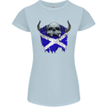 Scotland Flag Skull Scottish Biker Gothic Womens Petite Cut T-Shirt Light Blue