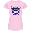 Scotland Flag Skull Scottish Biker Gothic Womens Petite Cut T-Shirt Light Pink