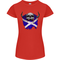 Scotland Flag Skull Scottish Biker Gothic Womens Petite Cut T-Shirt Red